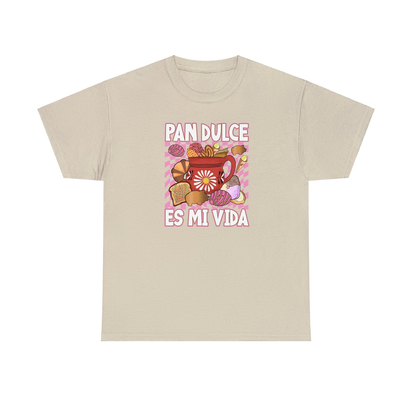 Pan dulce es mi vida tshirt. Mexican shirt for her or him. Unisex Heavy Cotton Tee with Mexican pastries. Cafecito, concha y chisme