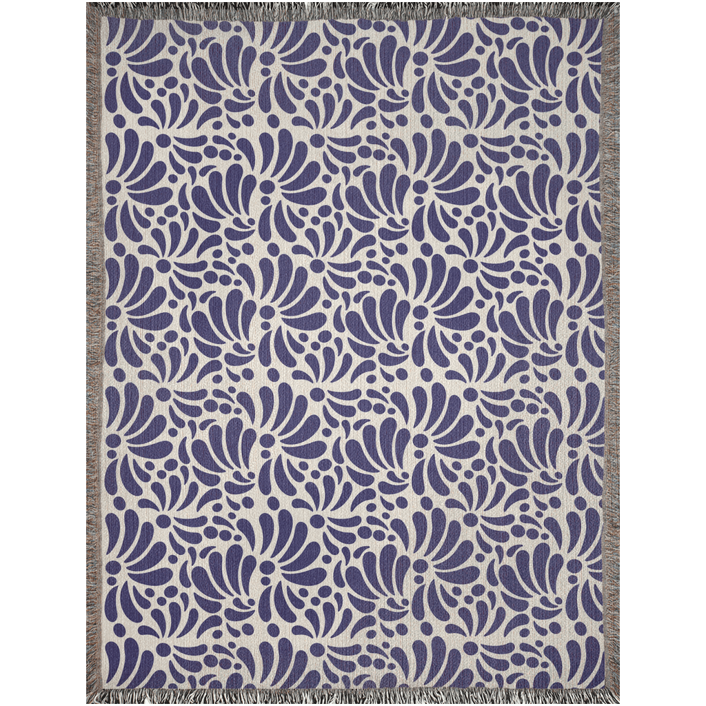 Blue Talavera woven blanket for Mexican home decor.