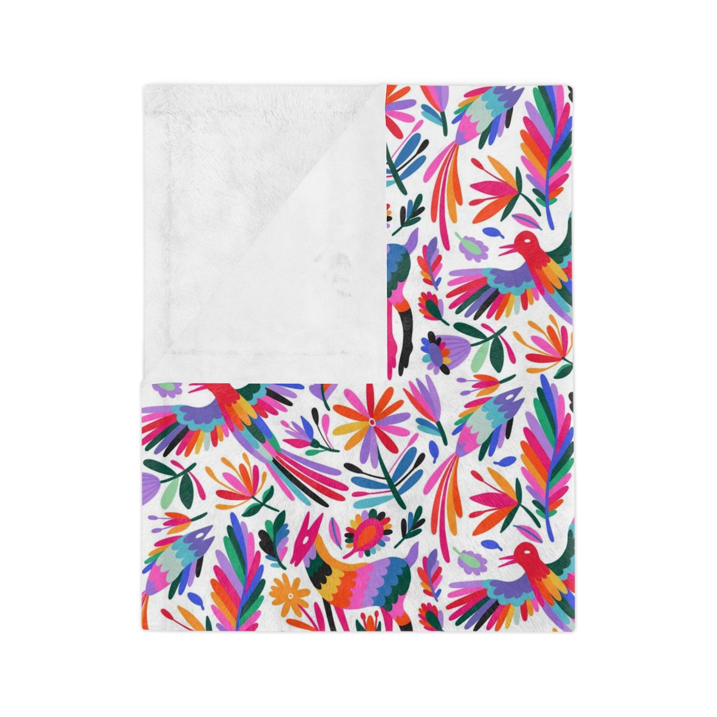 Otomi Velveteen Minky Blanket for Mexican home decor. Christmas gift for him or her. Mexican blanket with colorful Otomi art.