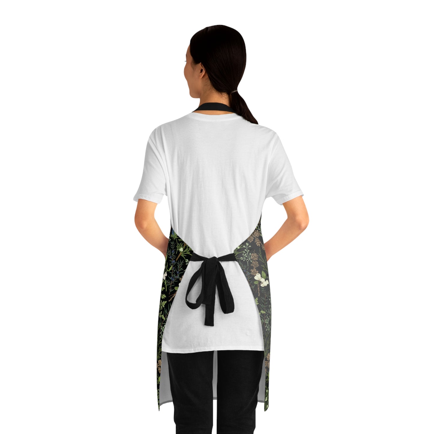 Botanical apron With plants and Fern Leaves unisex. Green Plant Leaves with foliage and evergreen plants apron. Botanical gift for her