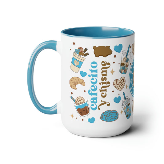 Cafecito y chisme Coffee Mugs, 15oz for chismosas, comadre a, amigas or Mexican mom. Cute Christmas gift for Mexican friend