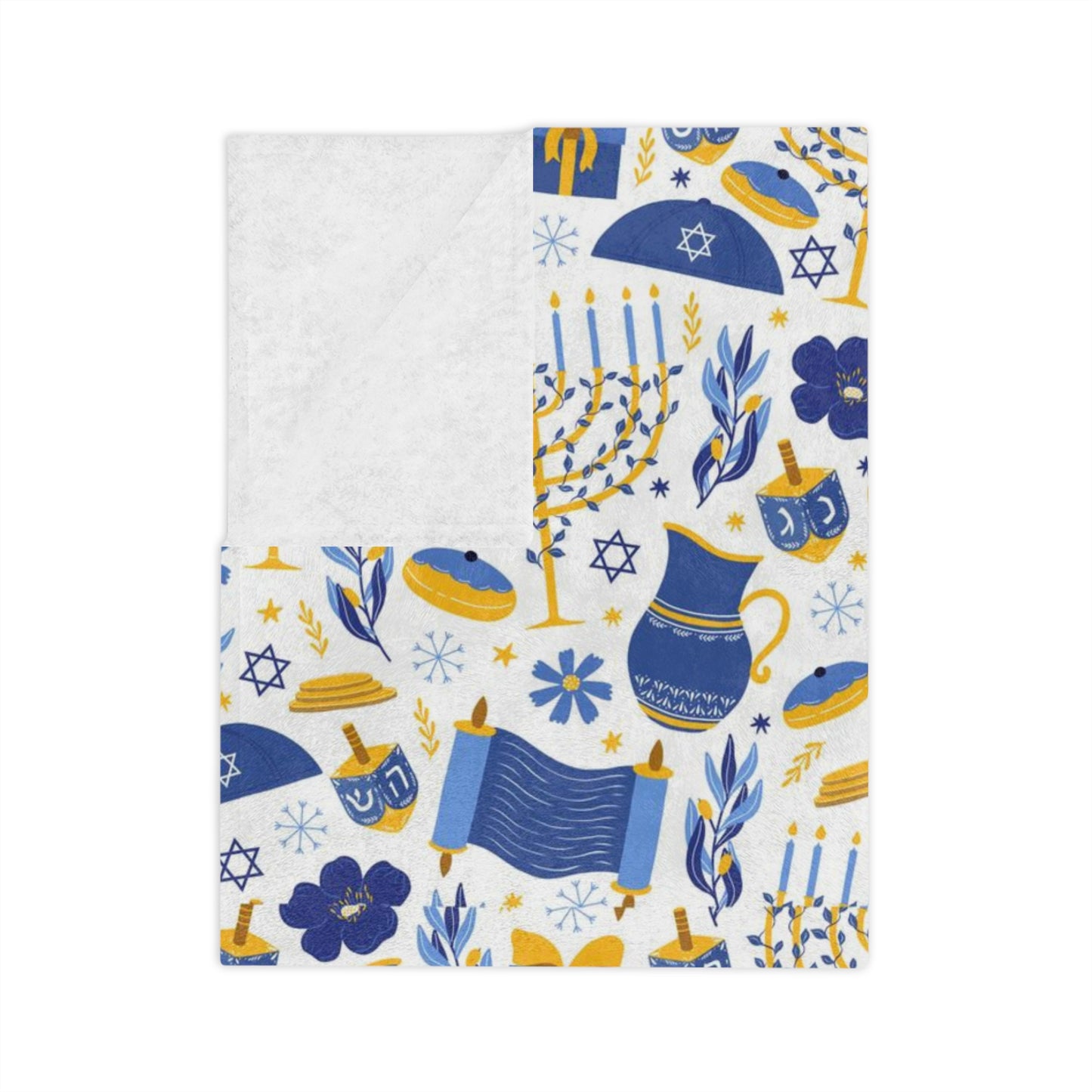 Hanukkah Velveteen Minky Blanket: 3 Sizes for Kids, Throw, or Queen Bed. Celebrate in Warmth & Styles. Hannukah gift