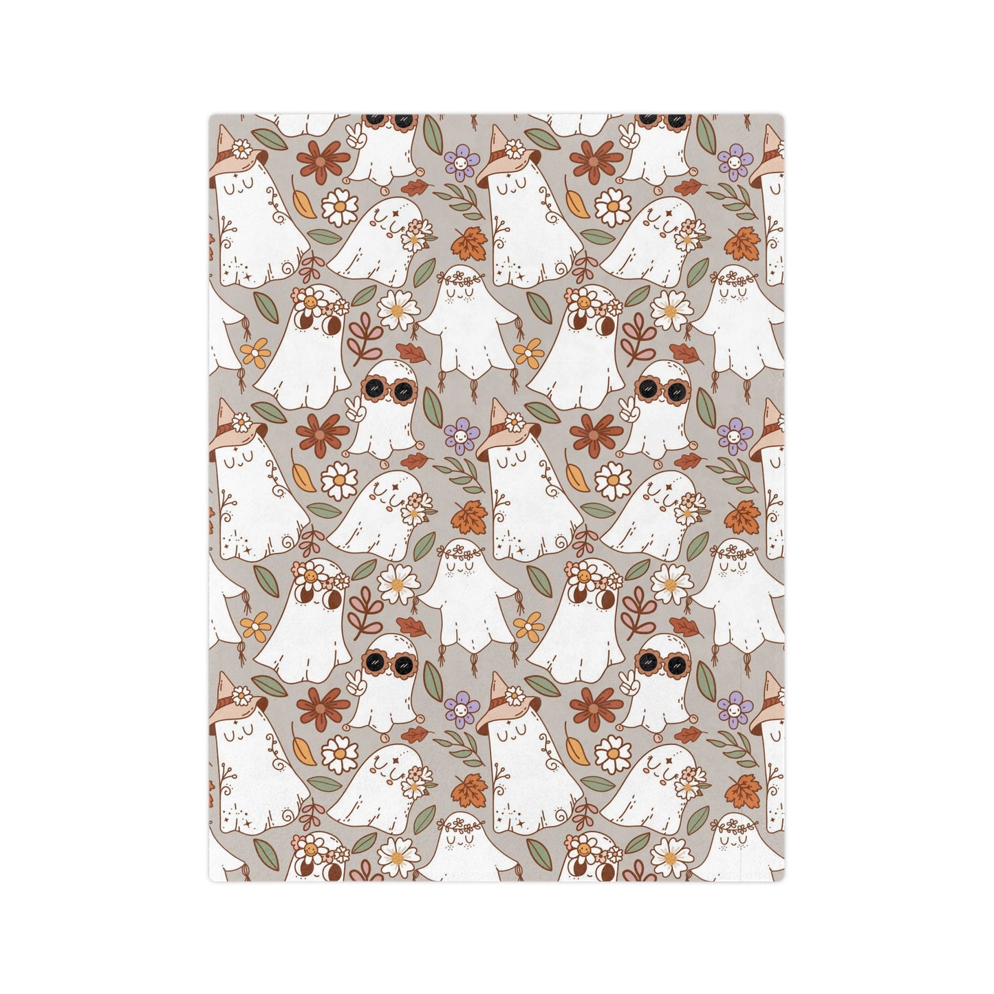 Cute ghosts with flowers Velveteen Minky Blanket for Halloween season or Halloween lovers.