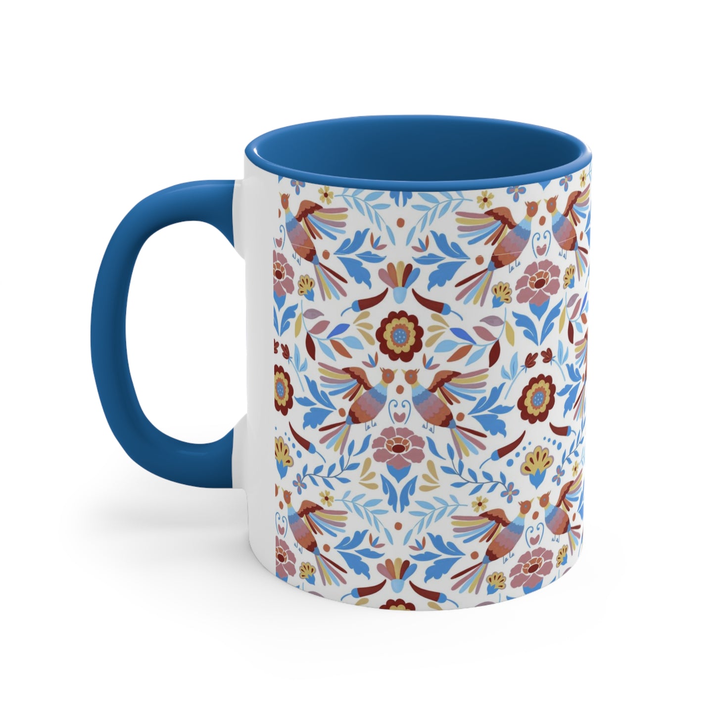 Mexican folk Coffee Mug, 11oz for her. Christmas gift for Mexican friends. Muted colors Otomi art . Mexican modern decor