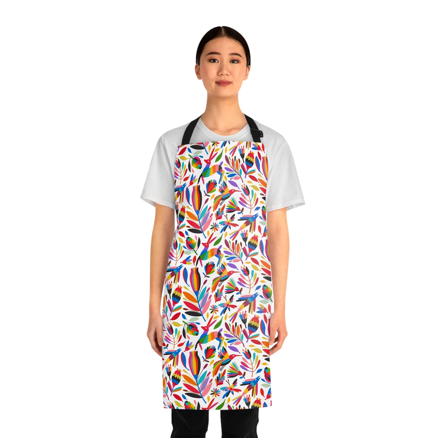 Mexican delantal with Otomi folk art for Mexican chef. Mexican Apron with Otomi art. Mexican mom gift.
