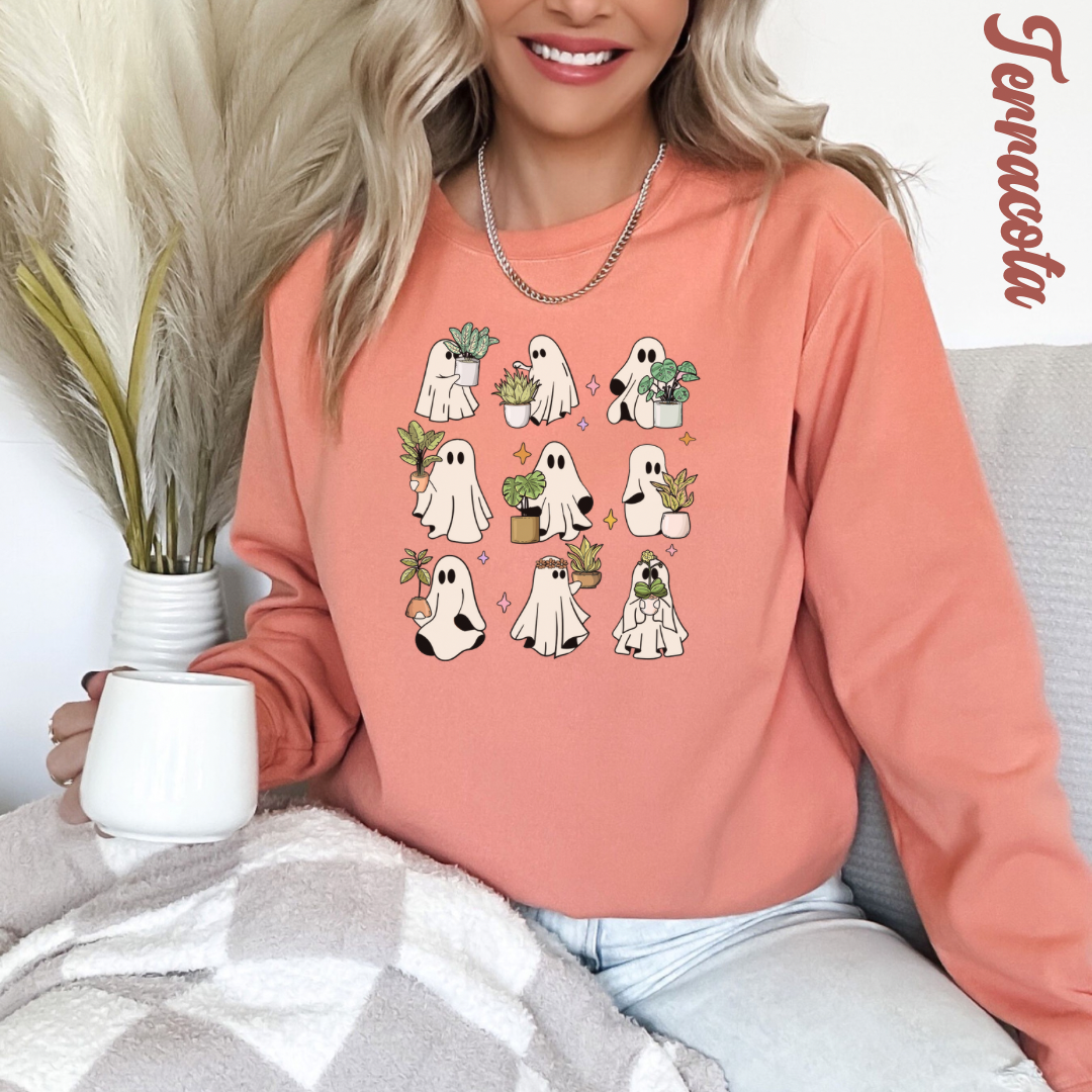 Potted plants and ghosts unisex Sweatshirt for plant lady, plant daddy or plant lover