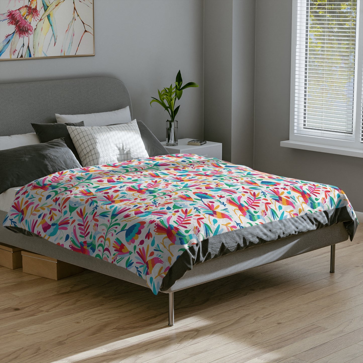 Otomi print Blanket for Mexican home decor. Birthday gift for Mexican mom, Mexican friend or tia.
