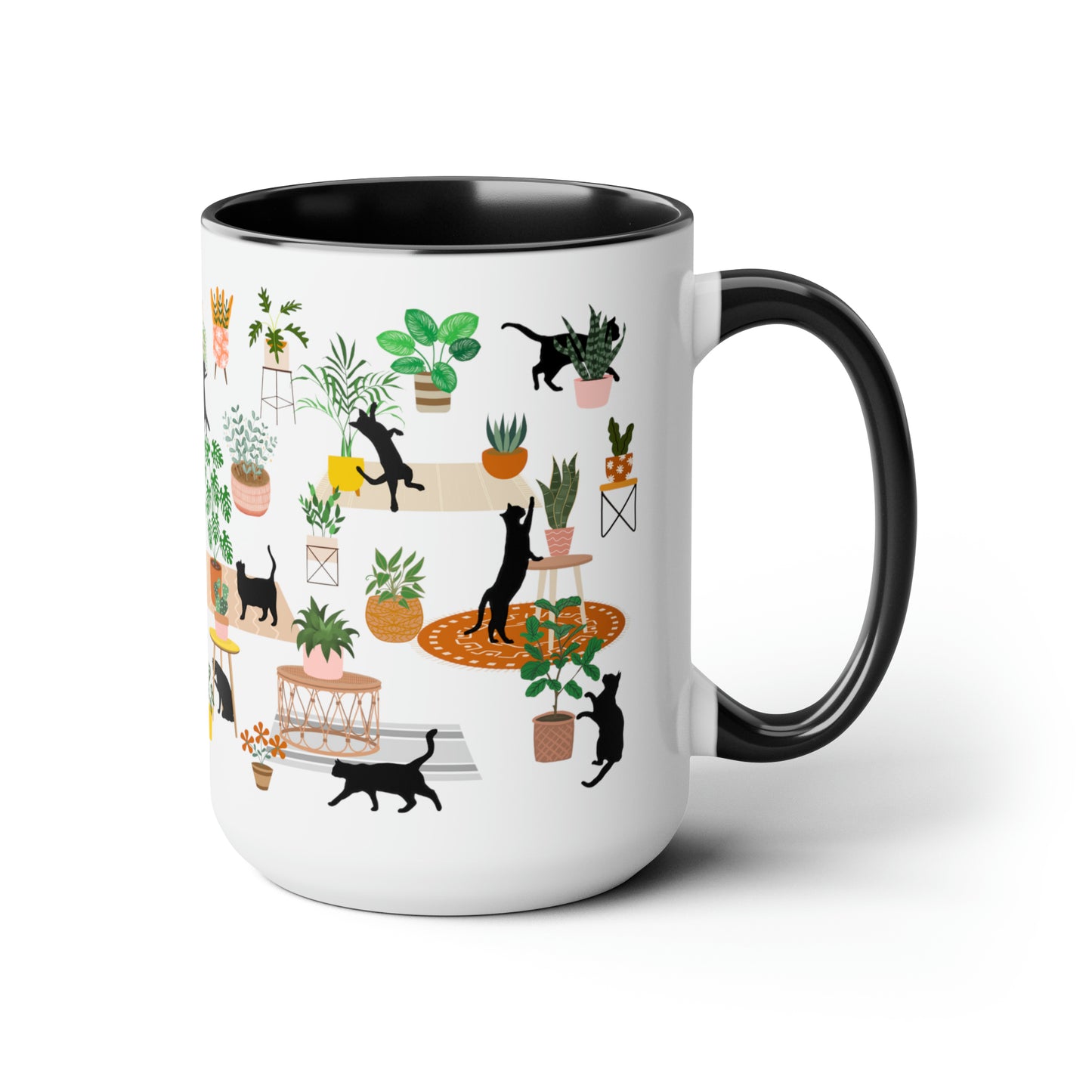 Cats and plants Coffee Mugs, 15oz for plant daddy and cat lady.