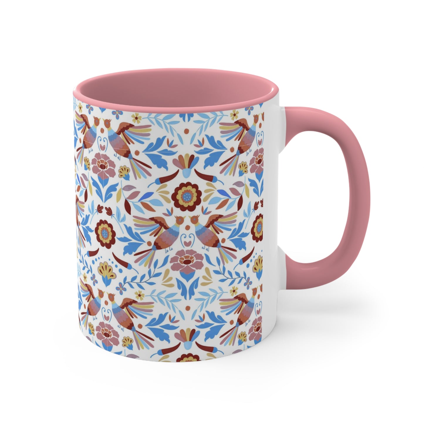Mexican folk Coffee Mug, 11oz for her. Christmas gift for Mexican friends. Muted colors Otomi art . Mexican modern decor