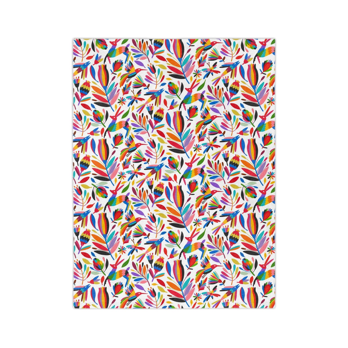 Otomi art Velveteen Minky Blanket for Mexican friends or Mexican family. Mexican blanket with colorful Otomi art.