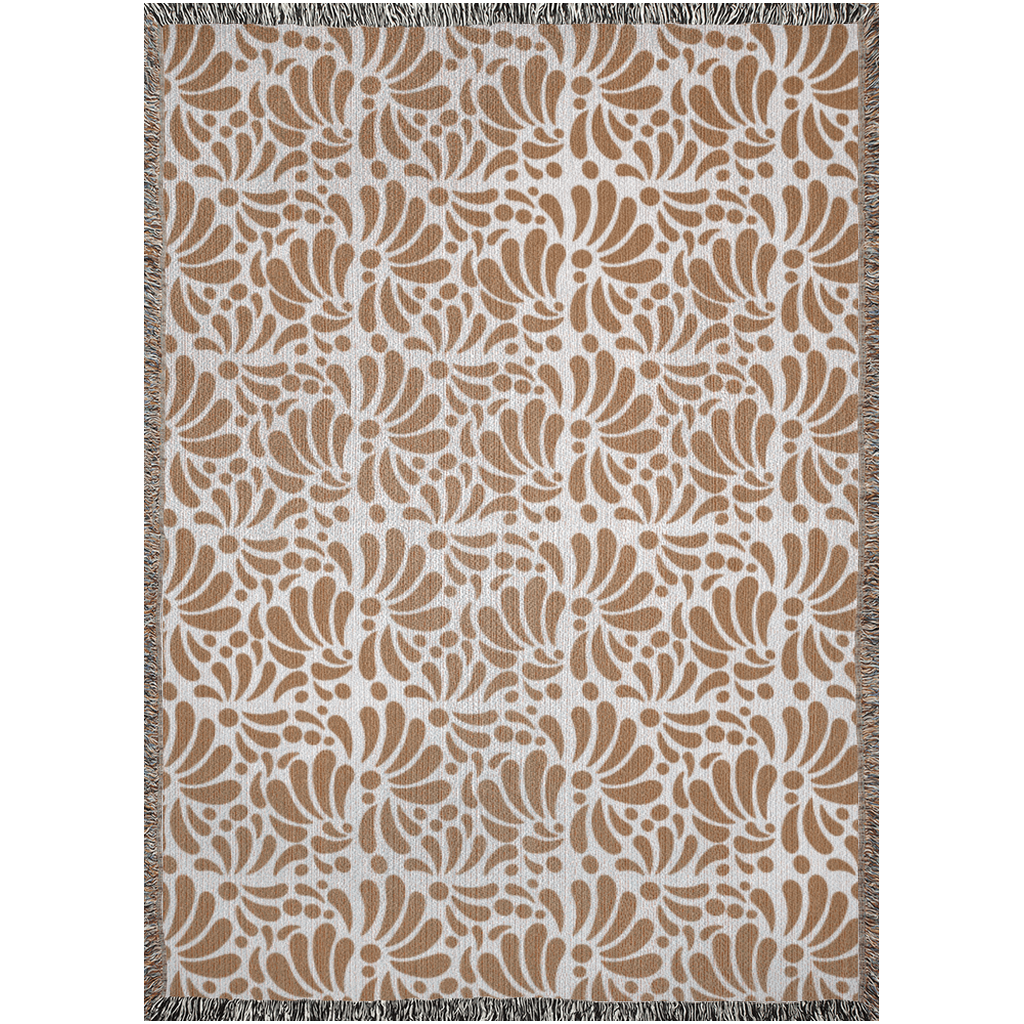 Beige Talavera Woven Blanket For Hispanic Home Decor, Mexican Decor Or Latin Decoration. Talavera Blanket For Him Or Her