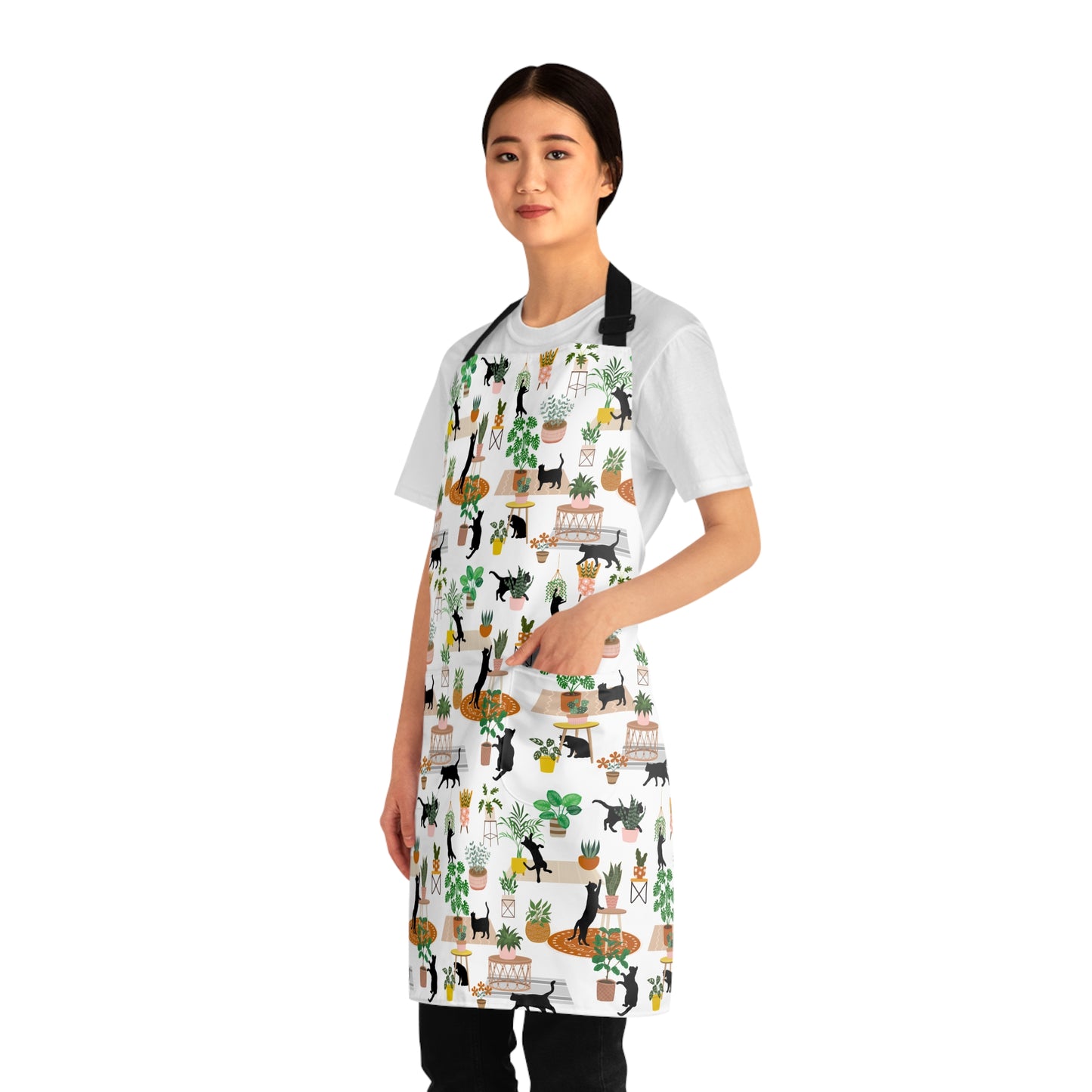 Cats and plant Apron for cat lover and house plants lover. Plant lady gift. Cat mom gift ideas. Plants and cats apron.