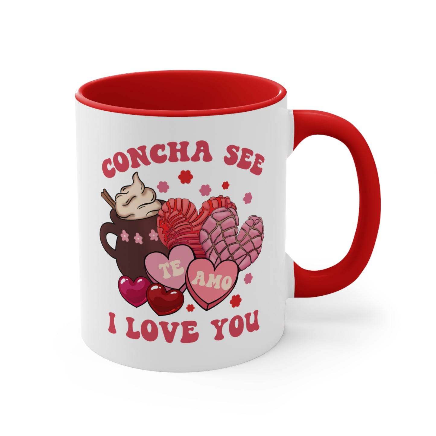 concha see I love you Coffee Mug, 11oz. Mexican Valentine’s Day for Mexican girlfriend. Te amo taza de café.
