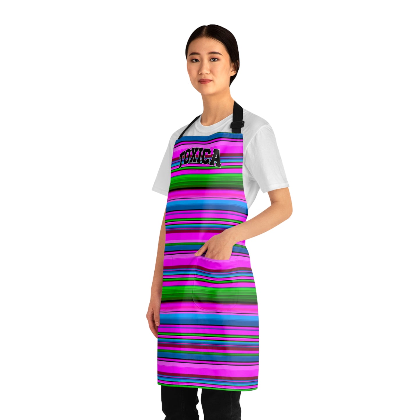 Toxica mandil. Funny Mexican Apron for her. Pink Serape apron for Mexican wife.