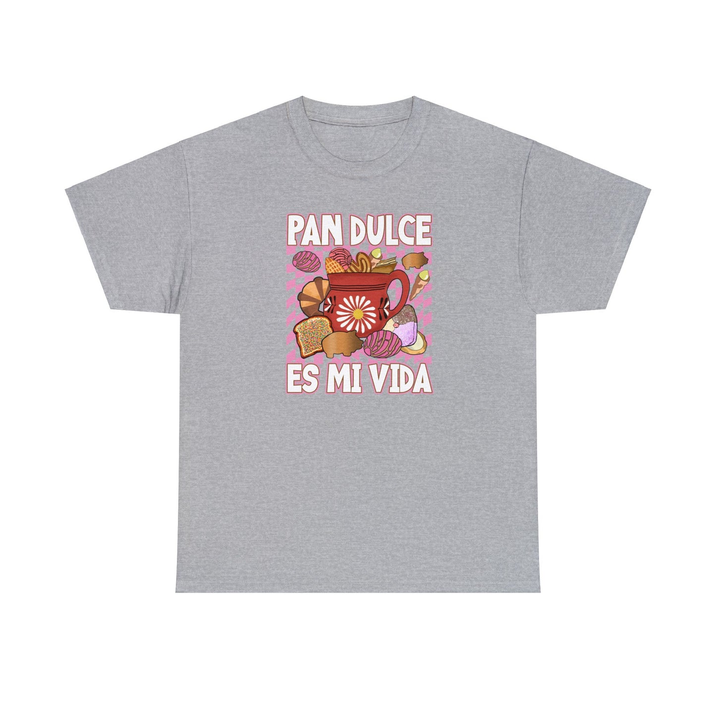Pan dulce es mi vida tshirt. Mexican shirt for her or him. Unisex Heavy Cotton Tee with Mexican pastries. Cafecito, concha y chisme