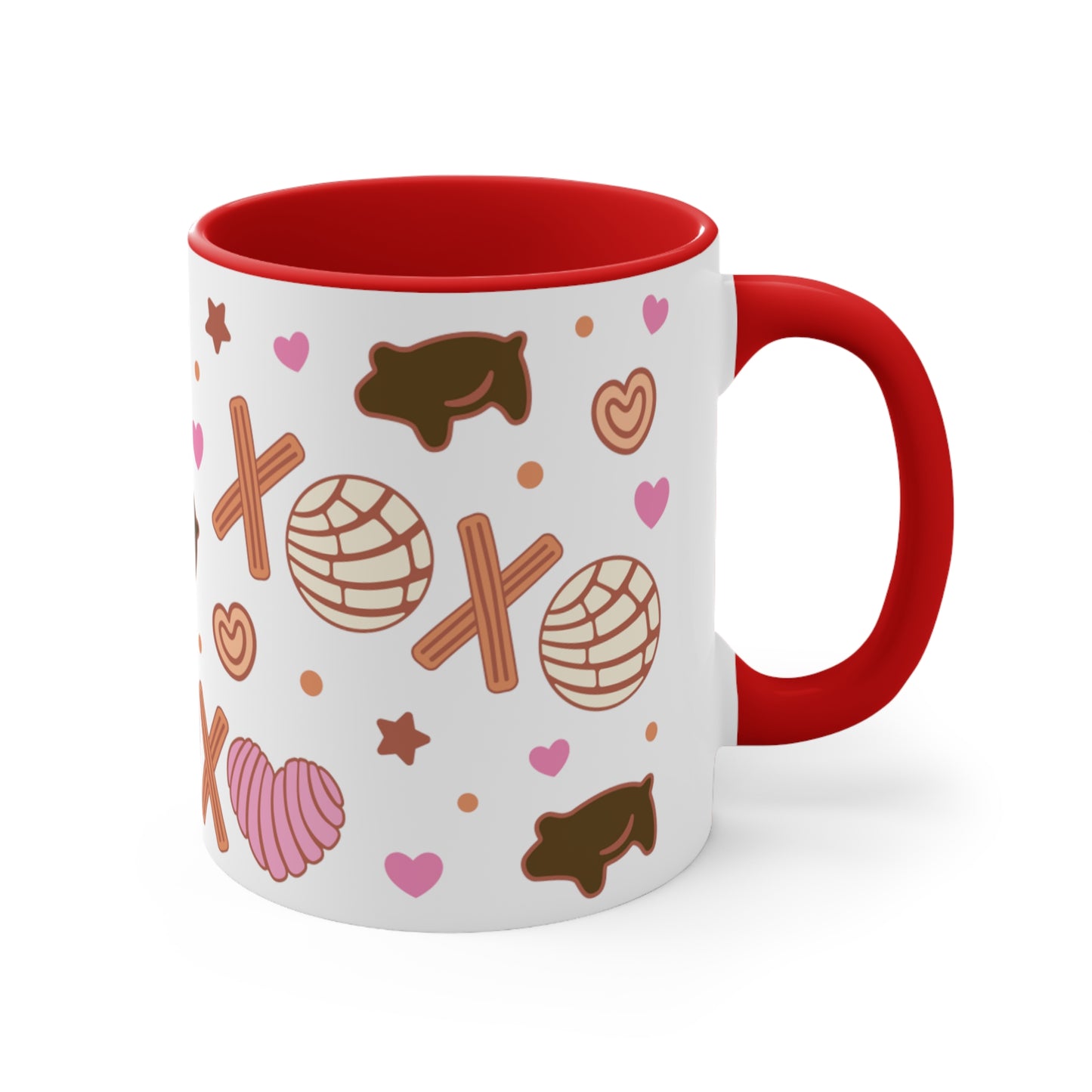 xoxo pan dulce Coffee Mug 11oz for Mexican girlfriend or concha lover. Mexican mug for her. Valentines Day gift . Concha churros y puerquito