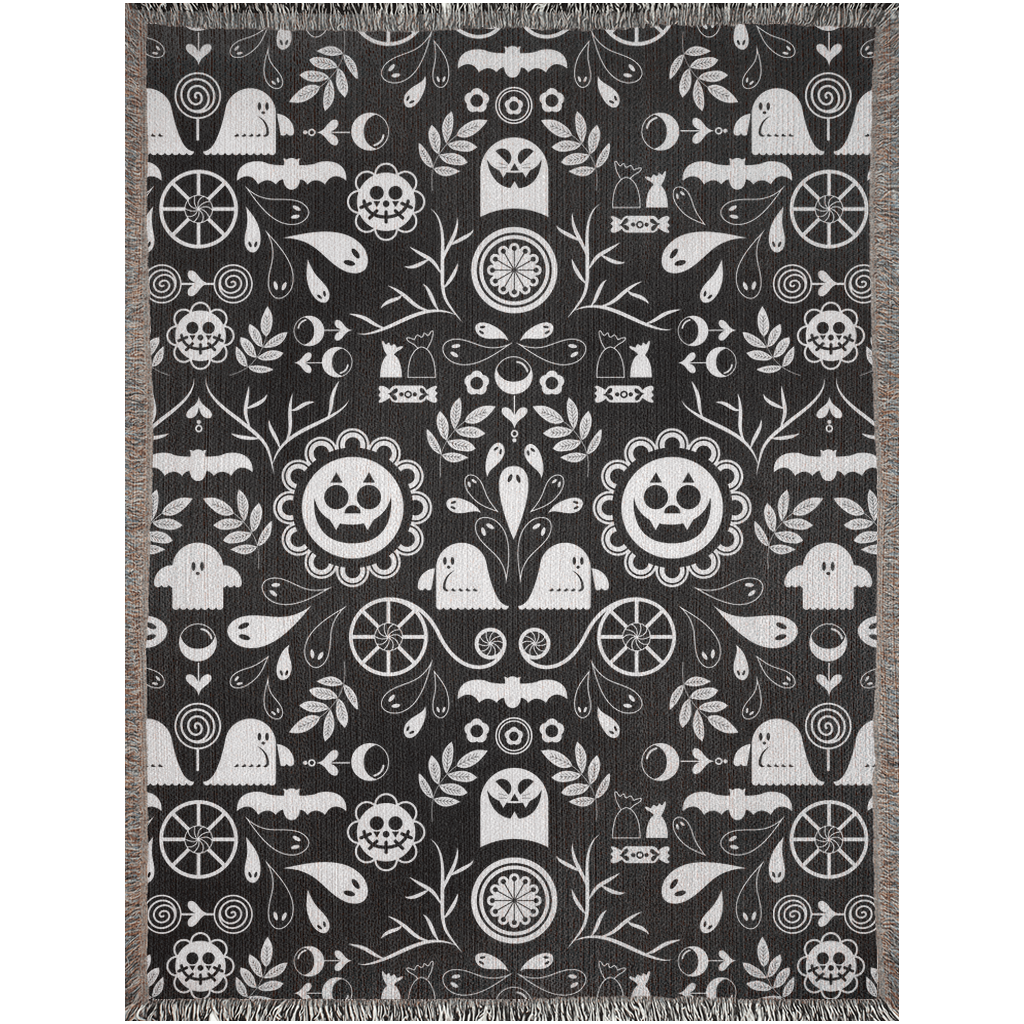Black And White Halloween Woven Blanket