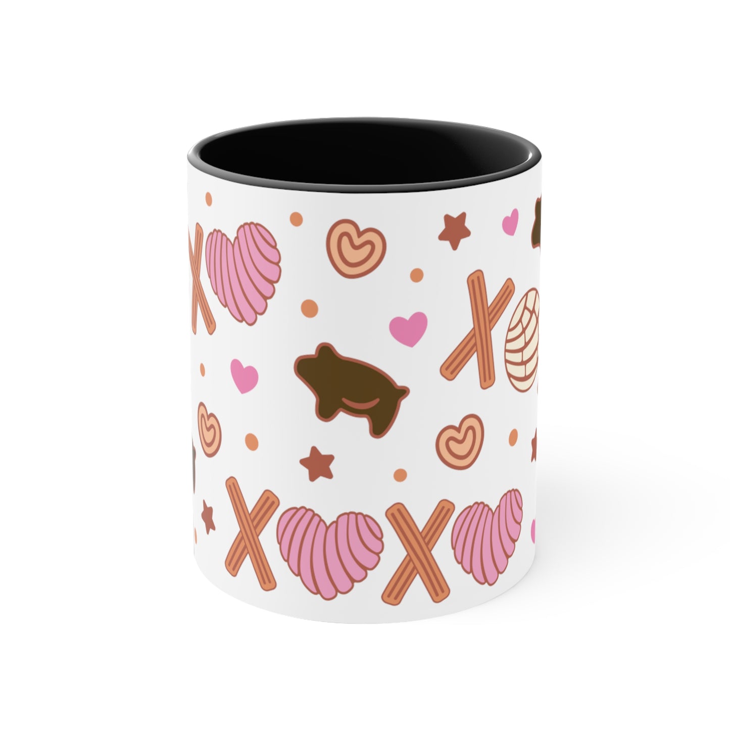 xoxo pan dulce Coffee Mug 11oz for Mexican girlfriend or concha lover. Mexican mug for her. Valentines Day gift . Concha churros y puerquito