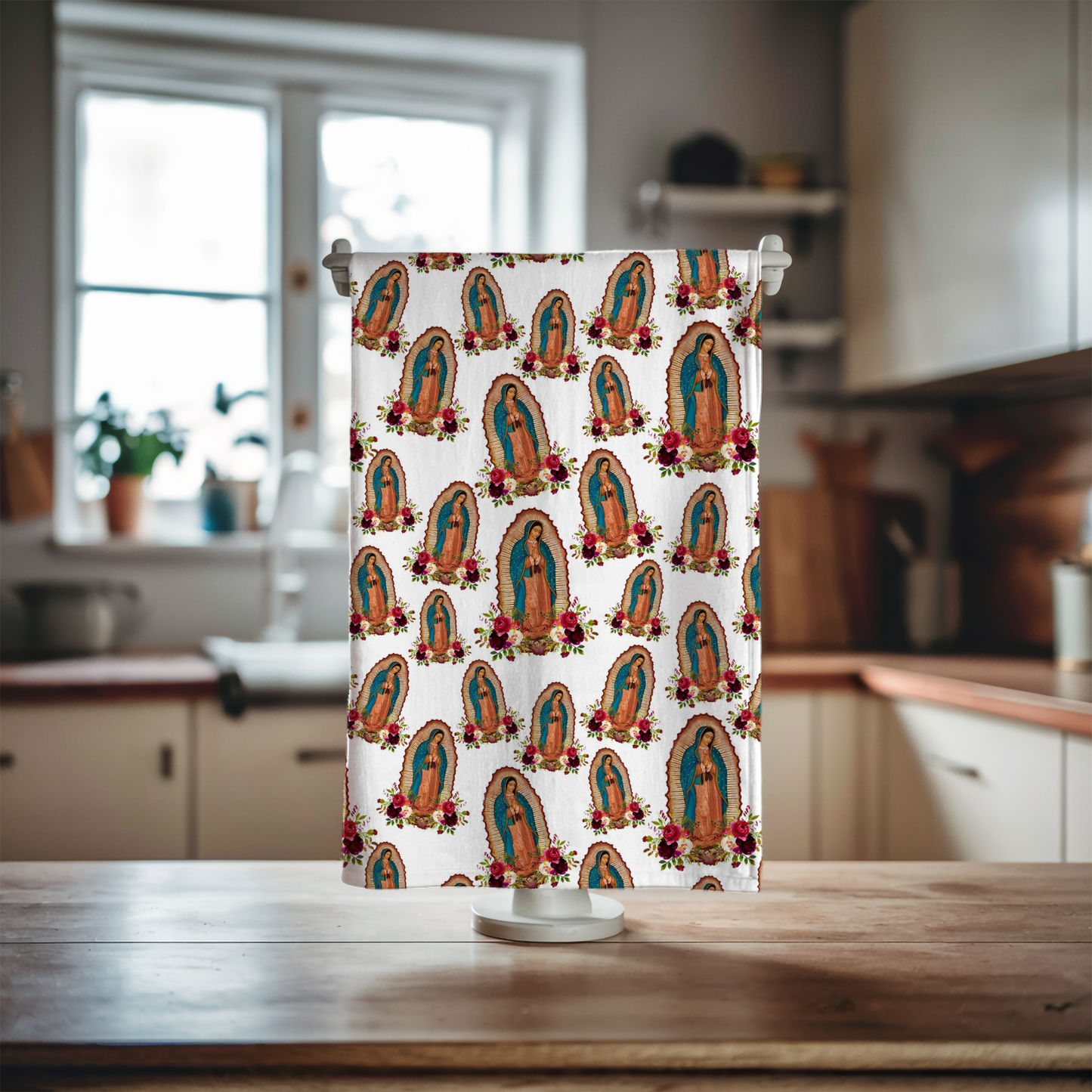 Virgencita kitchen towel. Set of 2 kitchen towels for Latin kitchen decor. Virgen de Guadalupe toallas de cocina