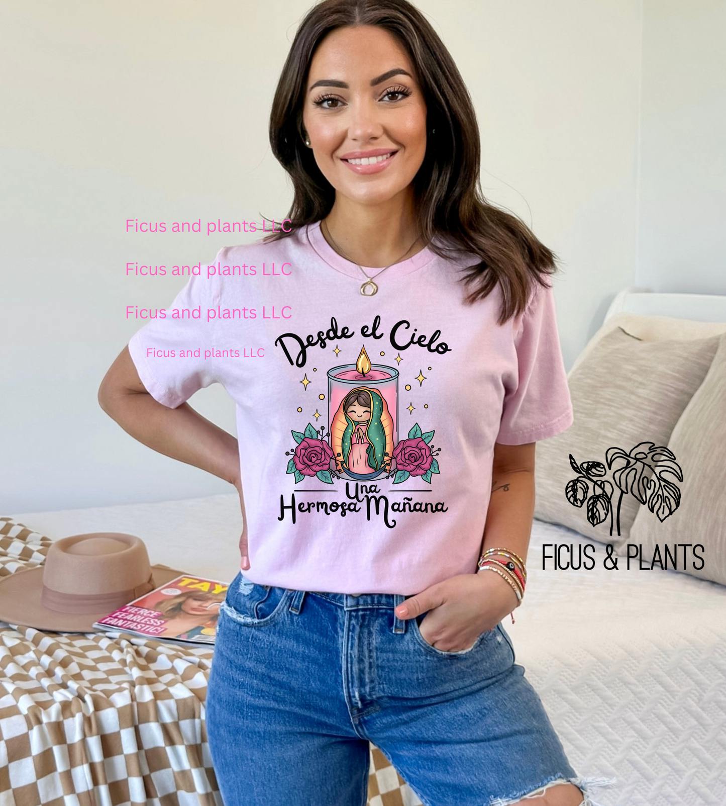 Desde el cielo una hermosa mañana tshirt. Virgen de Guadalupe shirt. Pink shirt virgencita.