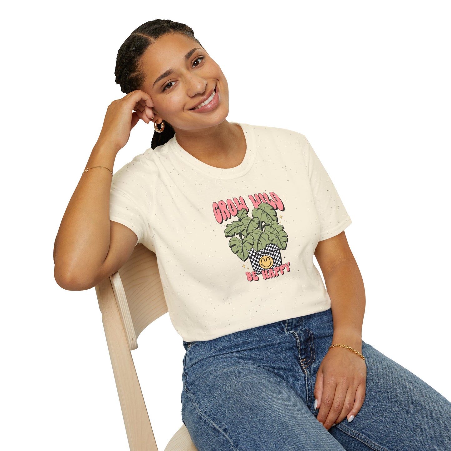 Monstera Potted Plant Grow Wild Be Happy Unisex T-Shirt
