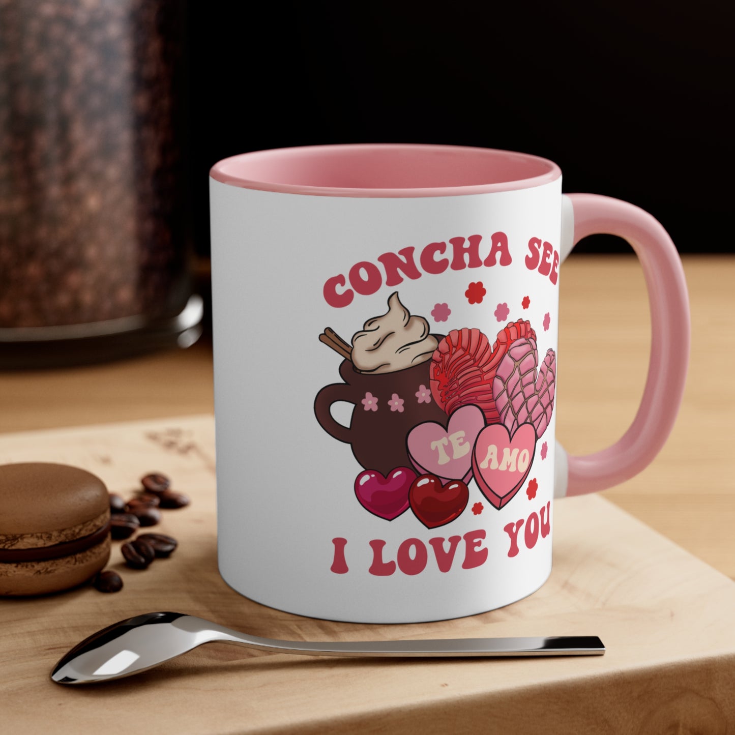concha see I love you Coffee Mug, 11oz. Mexican Valentine’s Day for Mexican girlfriend. Te amo taza de café.