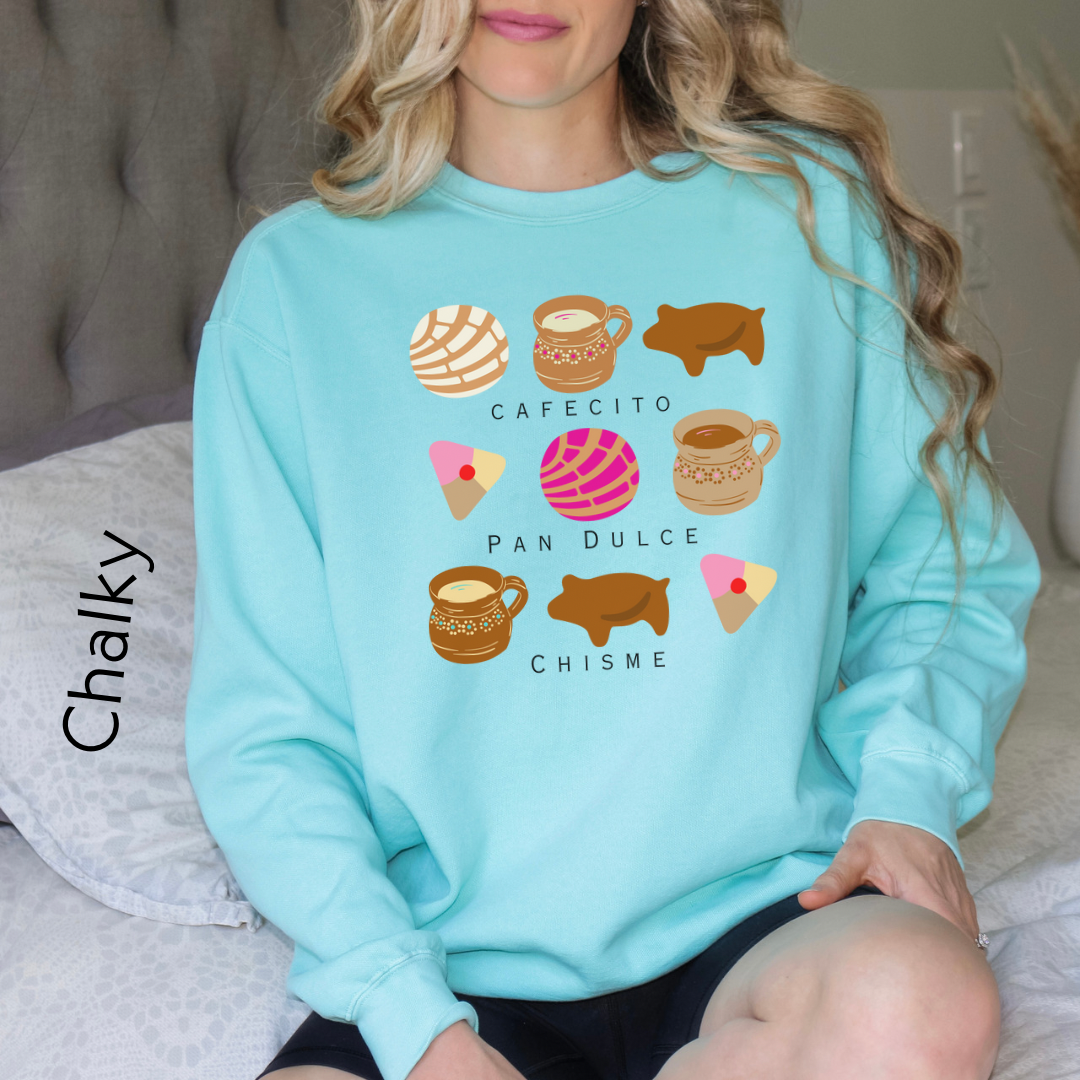 Cafecito, chisme, pan dulce Sweatshirt for latina friend. Chismecito y cafecito sweatshirt with comfort colors. Latina sweatshirt