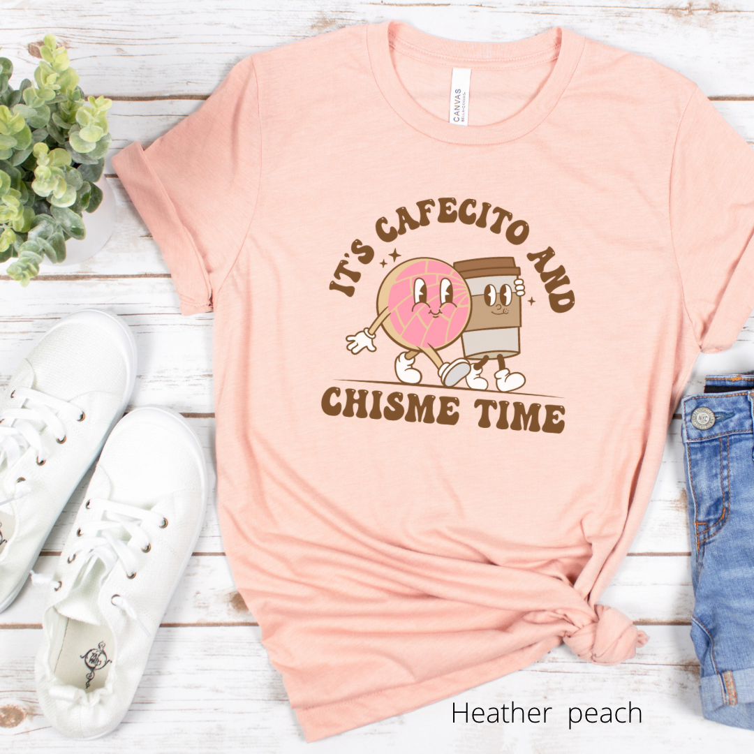 Cafecito y chisme time tshirt for Latina friend, Mexican best friend or comadre. Christmas gift for Mexican chismosa amiga.