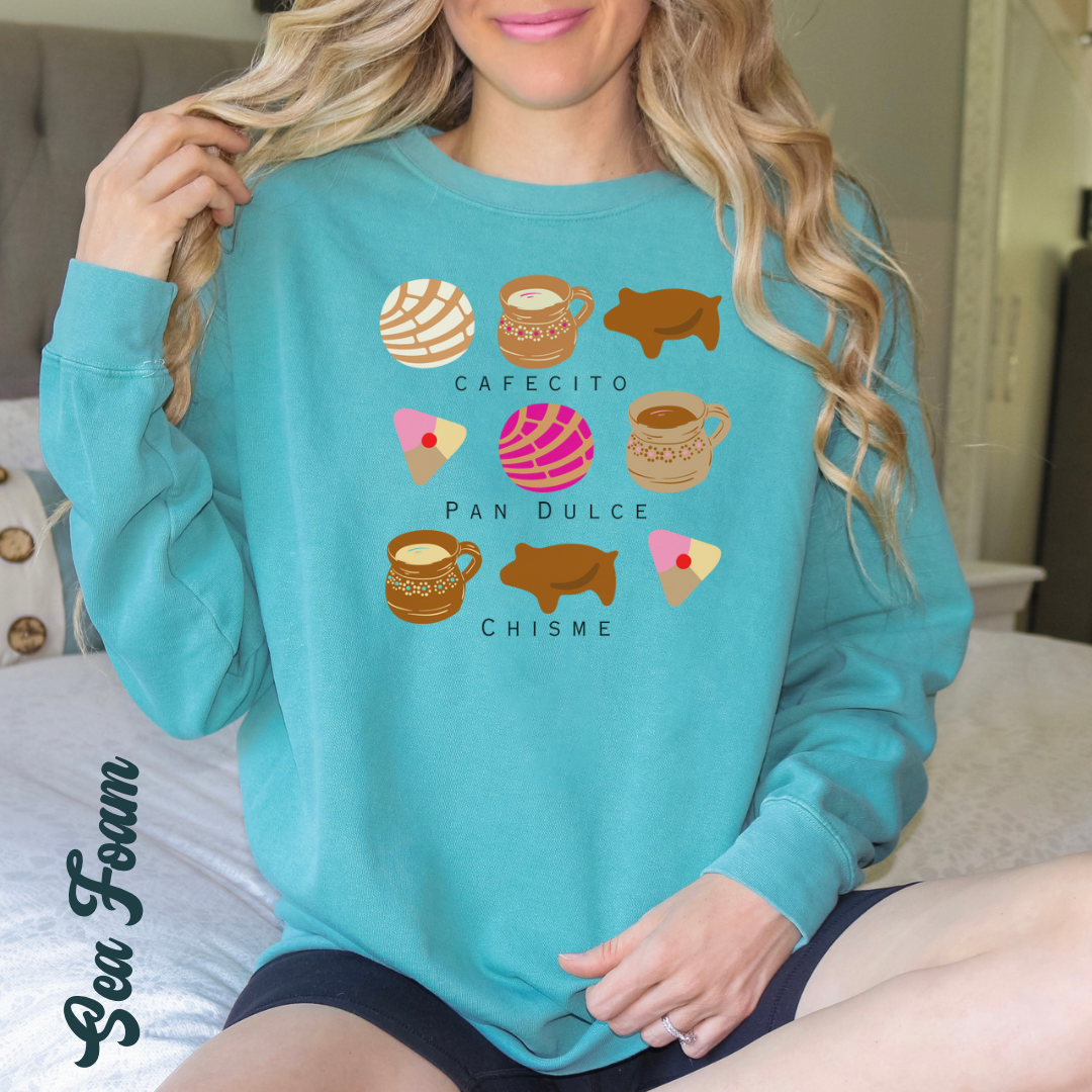 Cafecito, chisme, pan dulce Sweatshirt for latina friend. Chismecito y cafecito sweatshirt with comfort colors. Latina sweatshirt