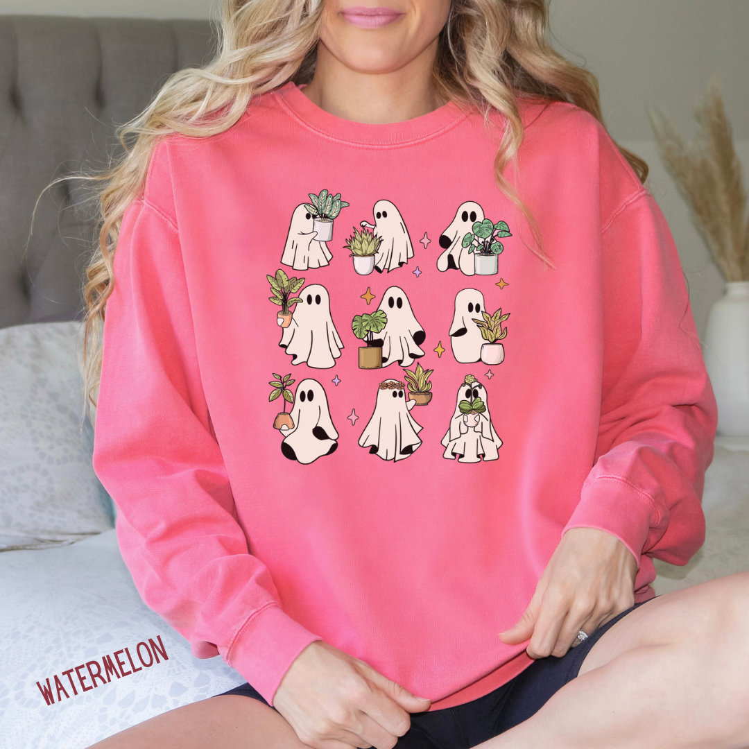 Potted plants and ghosts unisex Sweatshirt for plant lady, plant daddy or plant lover