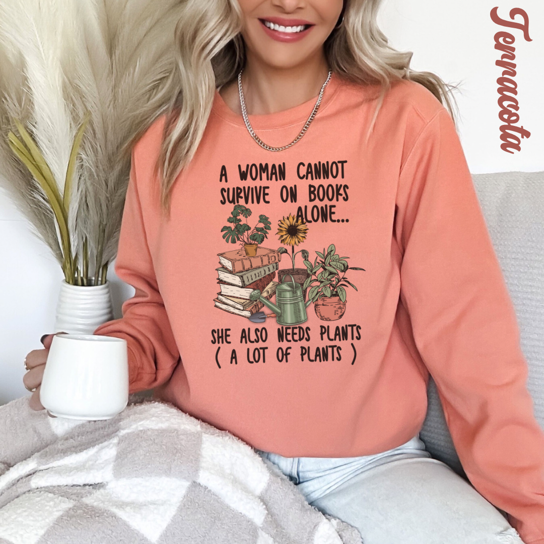Books and plants Sweatshirt. Comfort colors sweatshirt for book lover and plant lady.