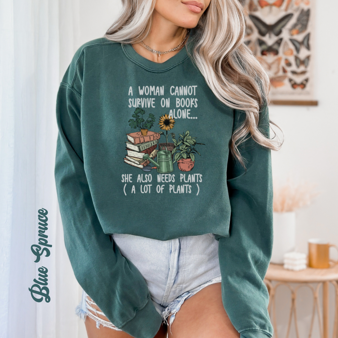 Books and plants Sweatshirt. Comfort colors sweatshirt for book lover and plant lady.