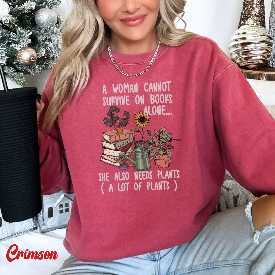 Books and plants Sweatshirt. Comfort colors sweatshirt for book lover and plant lady.