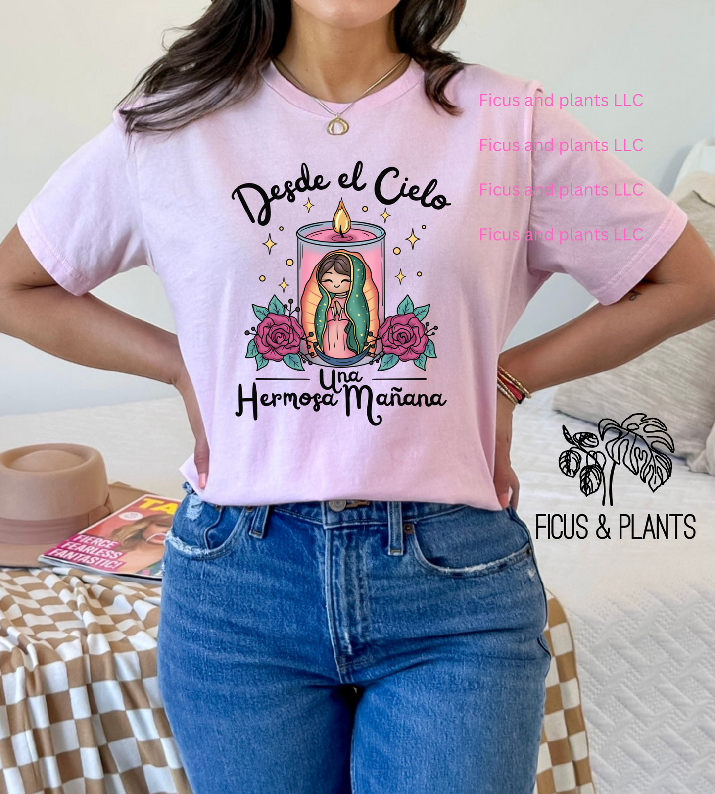 Desde el cielo una hermosa mañana tshirt. Virgen de Guadalupe shirt. Pink shirt virgencita.