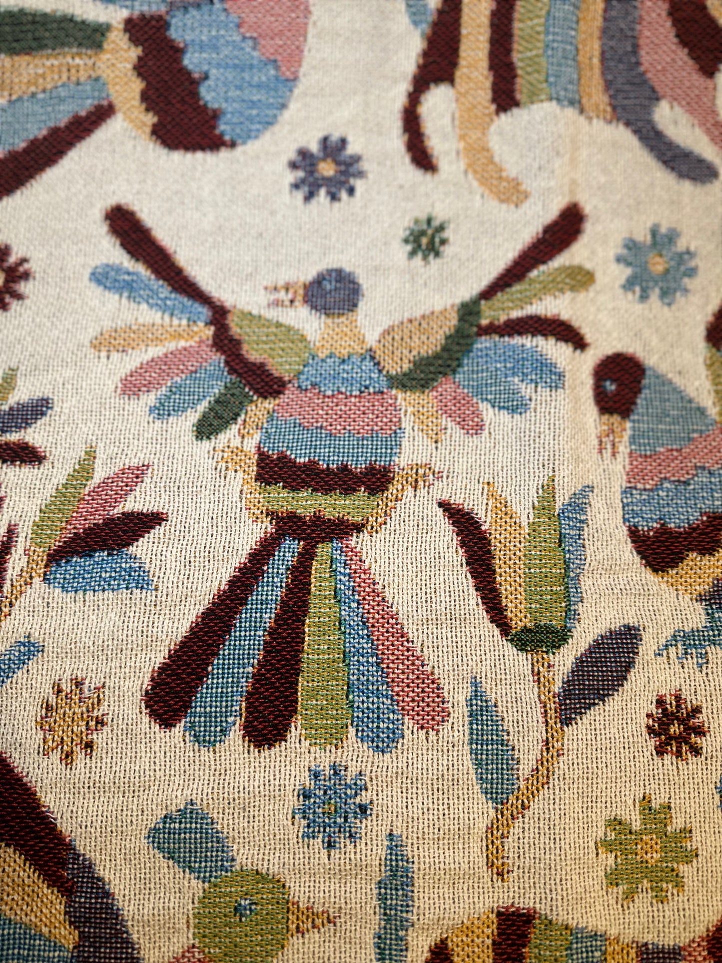 Colorful Otomi Woven Blankets for Mexican home decor.