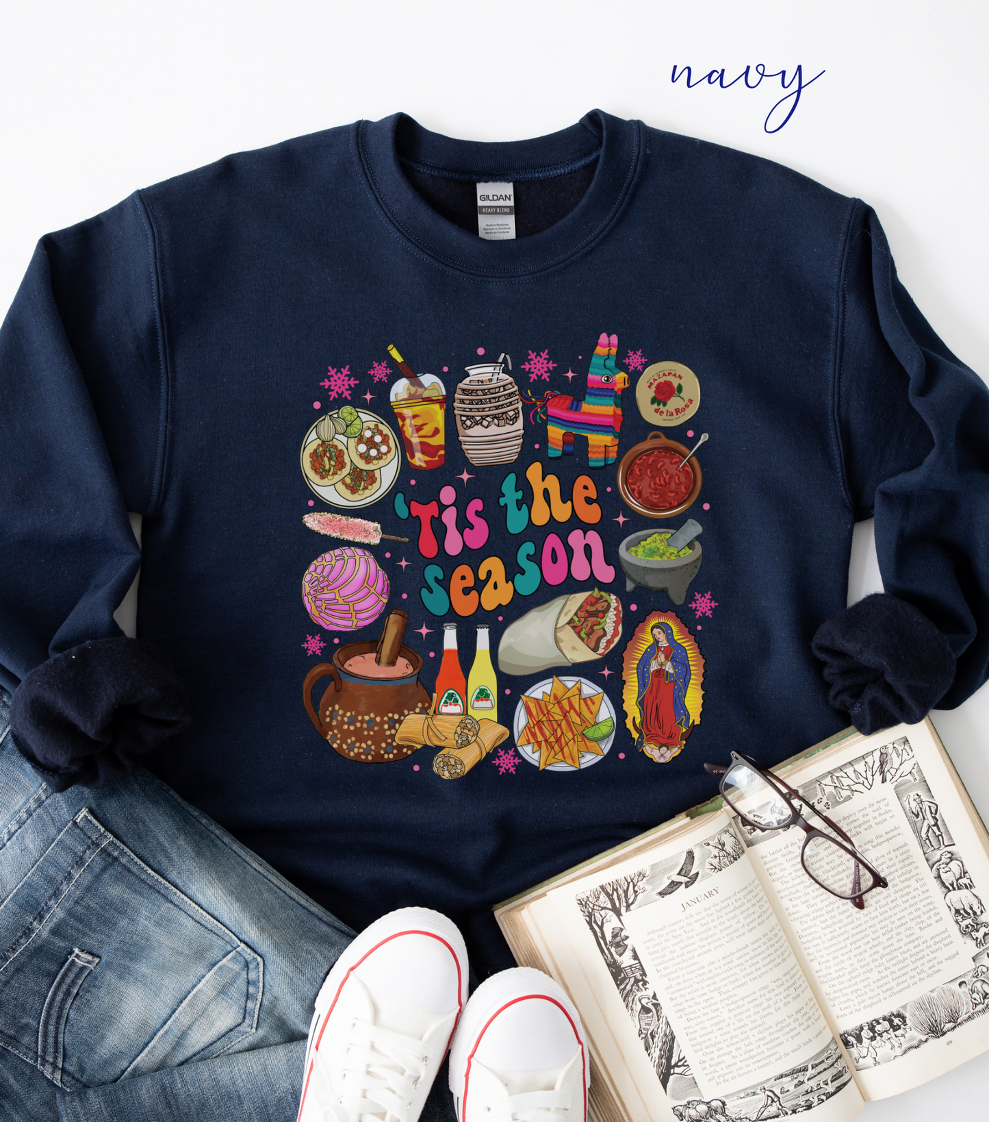 Feliz navidad Unisex Heavy Sweatshirt. This is the season Mexican style sweatshirt. Mexican Christmas