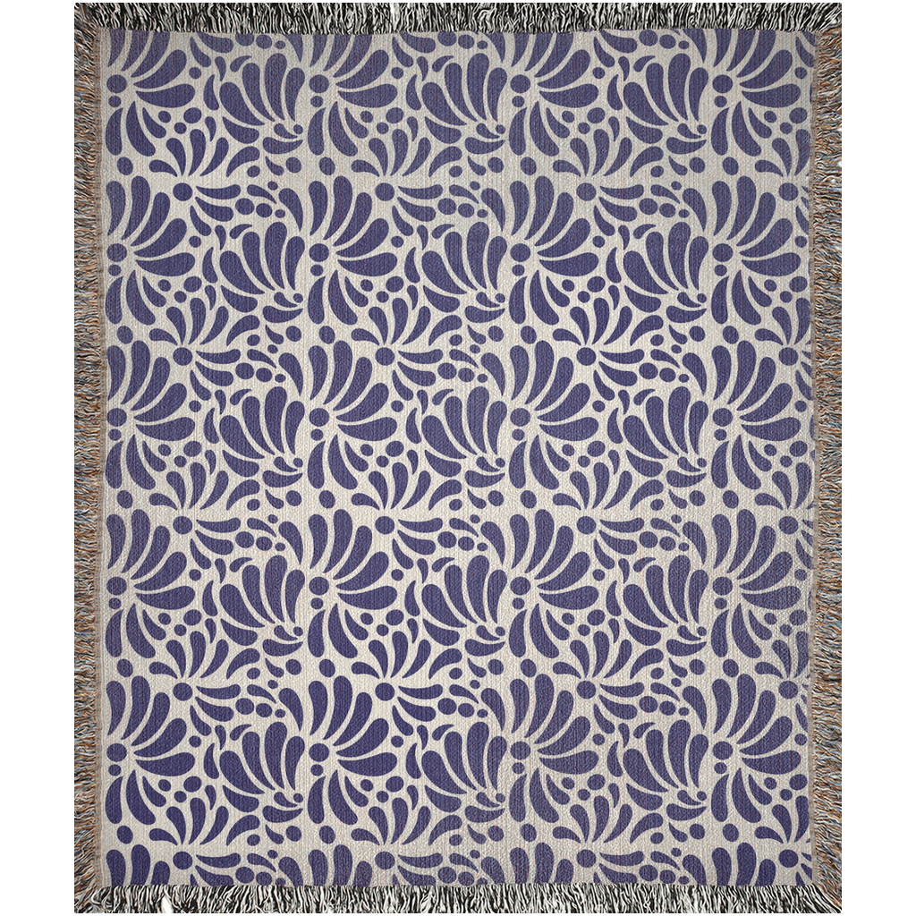 Blue Talavera woven blanket for Mexican home decor.