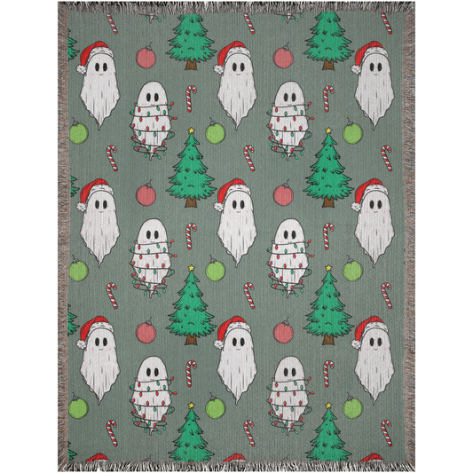 50x60” clearance Christmas ghosts cotton Woven Blanket