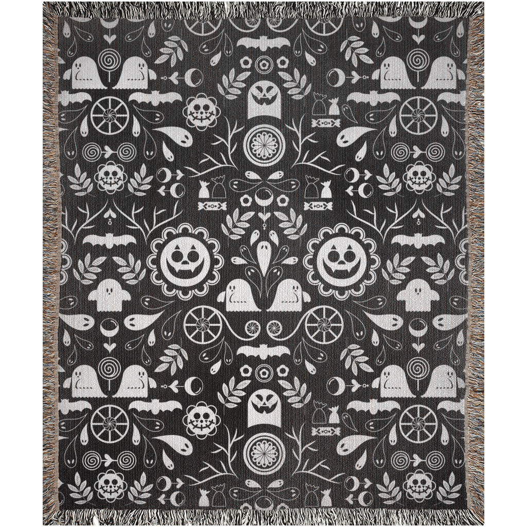 Black And White Halloween Woven Blanket