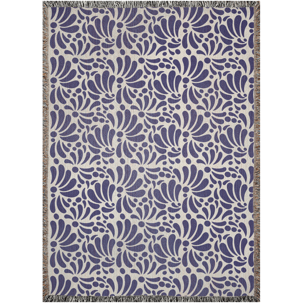 Blue Talavera woven blanket for Mexican home decor.
