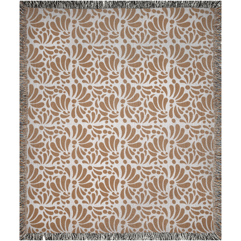 Beige Talavera Woven Blanket For Hispanic Home Decor, Mexican Decor Or Latin Decoration. Talavera Blanket For Him Or Her