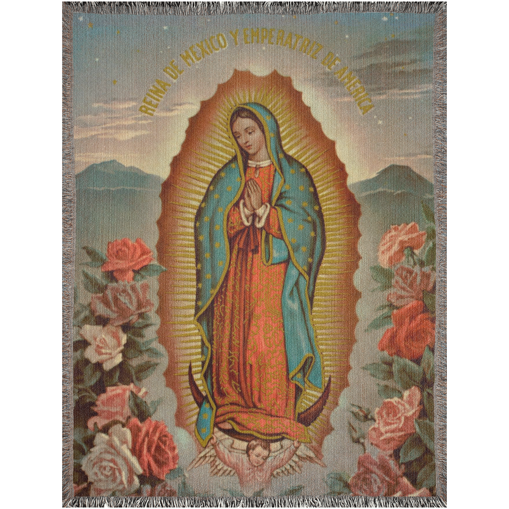 Lady Guadalupe Woven Blanket. Virgencita gift for mother or friend. Guadalupana. Virgen de Guadalupe art.