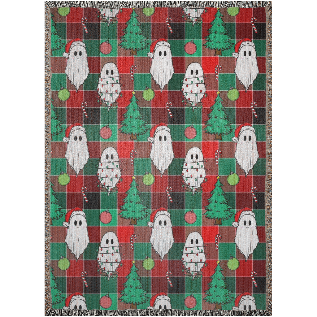 50x60β Christmas ghosts Woven Blanket with Christmas decor for holiday season. Clearance