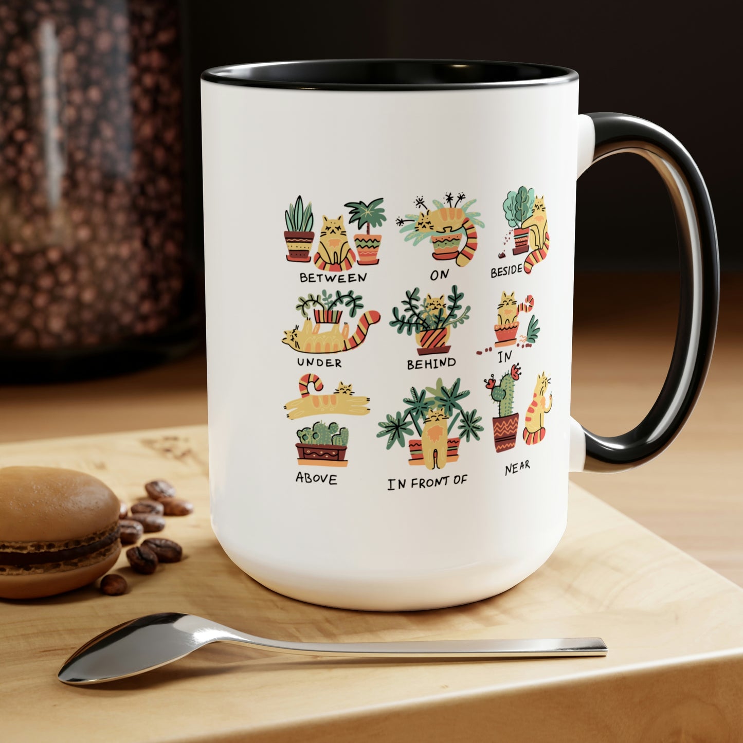 Funny cat Coffee Mugs, 15oz for cat lovers. Cats, plants and coffee. Plants and cats mug.