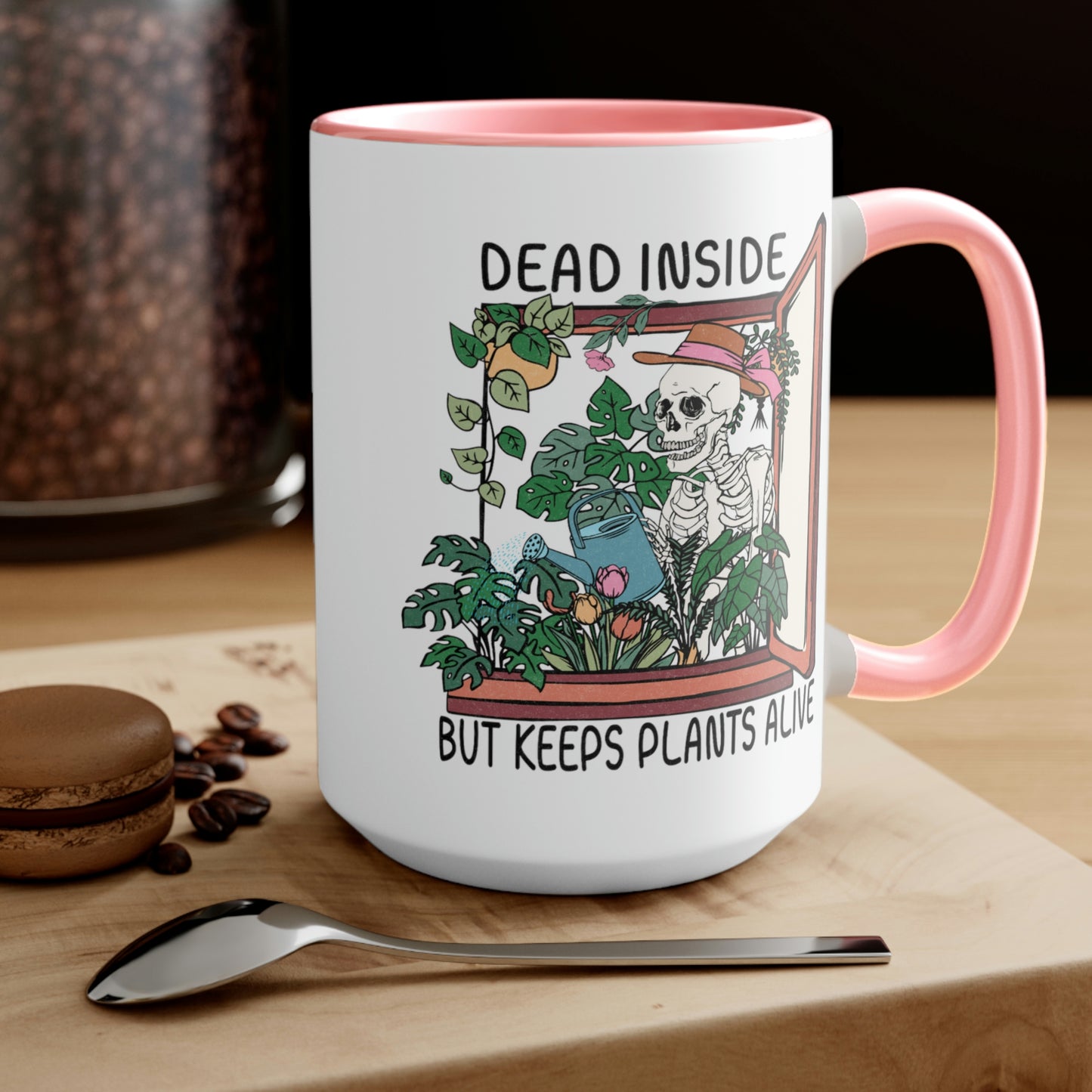 Funny plant Coffee Mugs, 15oz. Dead inside but keeps plants alive