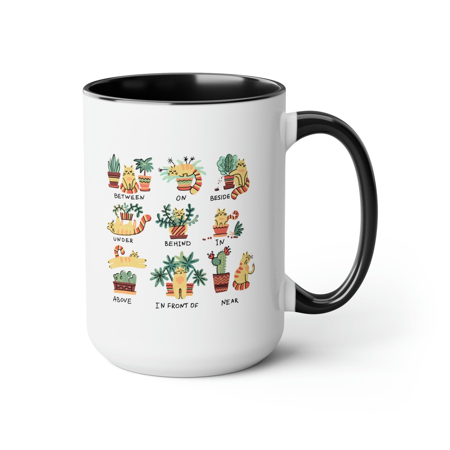 Funny cat Coffee Mugs, 15oz for cat lovers. Cats, plants and coffee. Plants and cats mug.