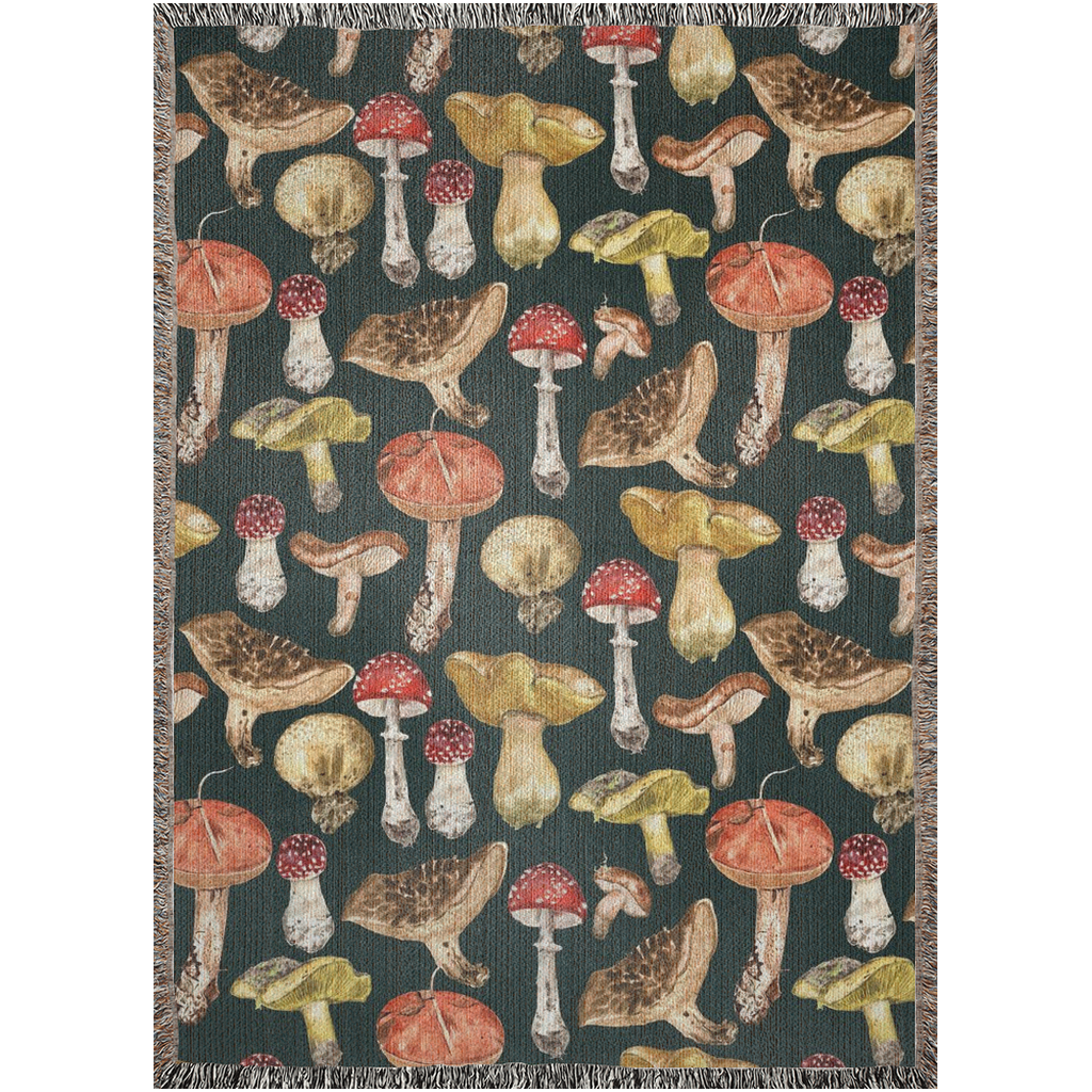 Mushroom Woven Blankets. Gift For Mushrooms Lover. Throw blanket