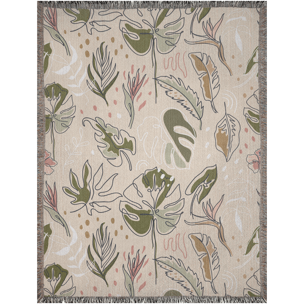 Plant Blanket. Boho Plant Gift. Plant Woven Blankets. Monstera plant blanket. Monstera leaf. Valentine gift for plant lady. Boho home decor