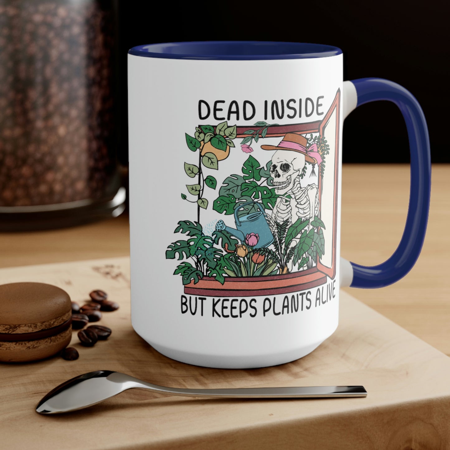 Funny plant Coffee Mugs, 15oz. Dead inside but keeps plants alive