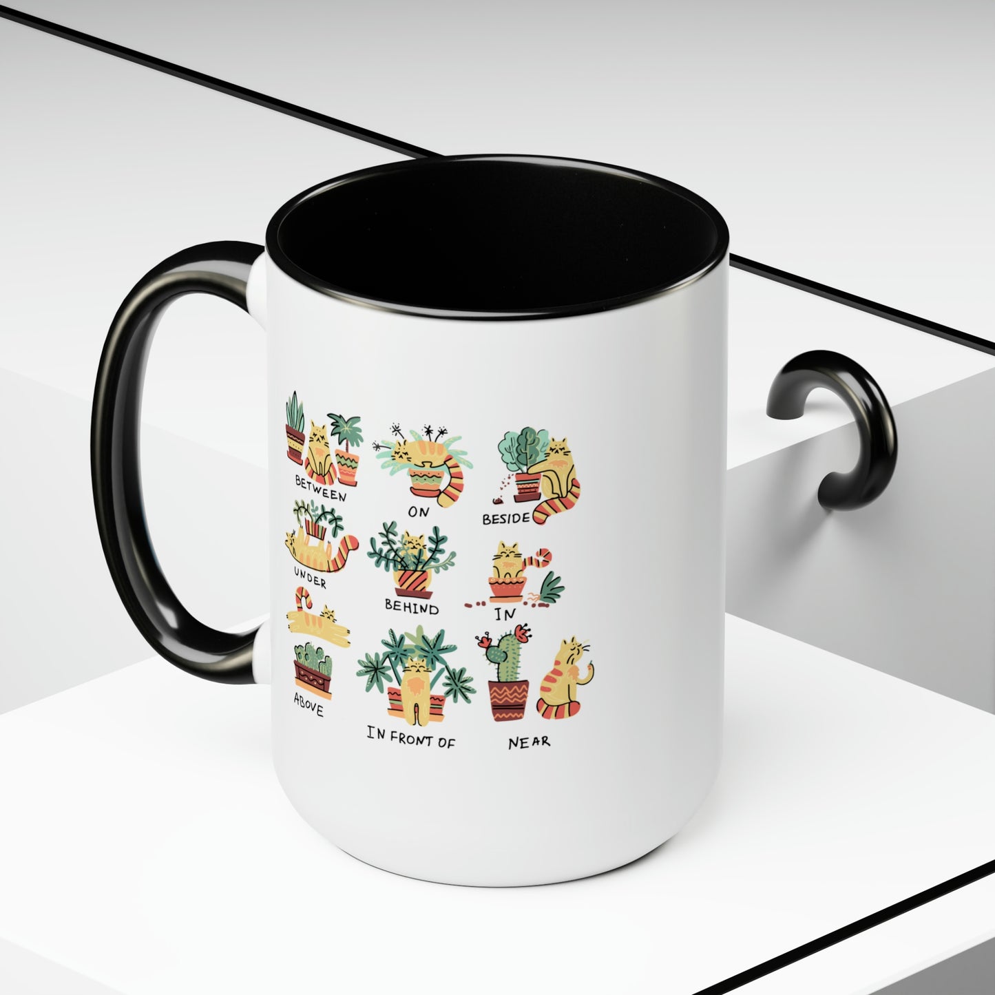 Funny cat Coffee Mugs, 15oz for cat lovers. Cats, plants and coffee. Plants and cats mug.